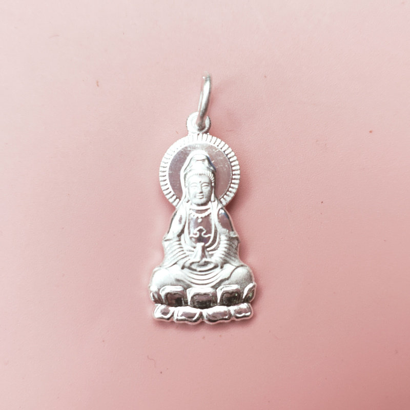 s990纯银牌子足银实心观音项链坠子11年老店项坠