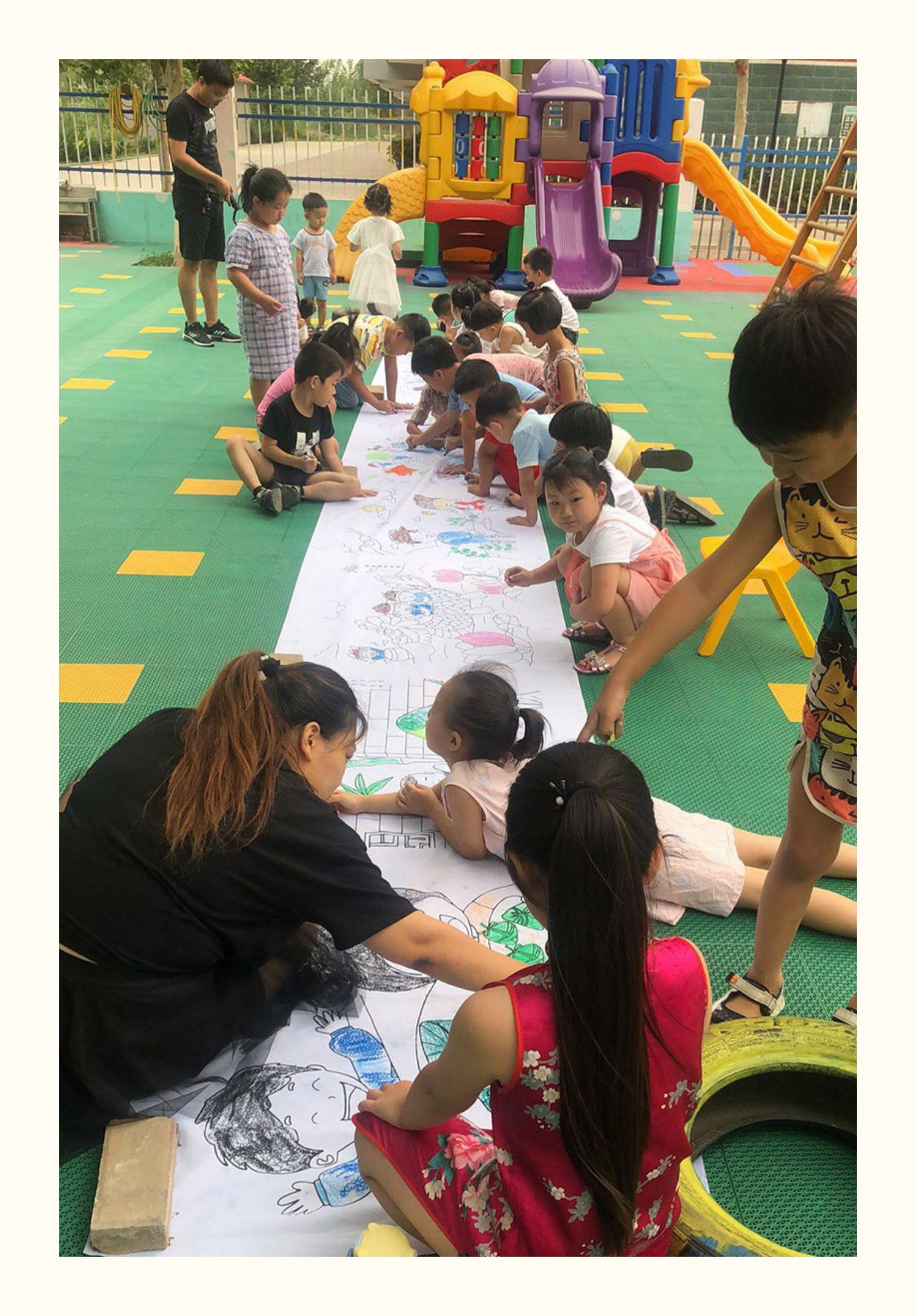 定制百米涂鸦画布幼儿园元旦节日日新年春节主题活动画布