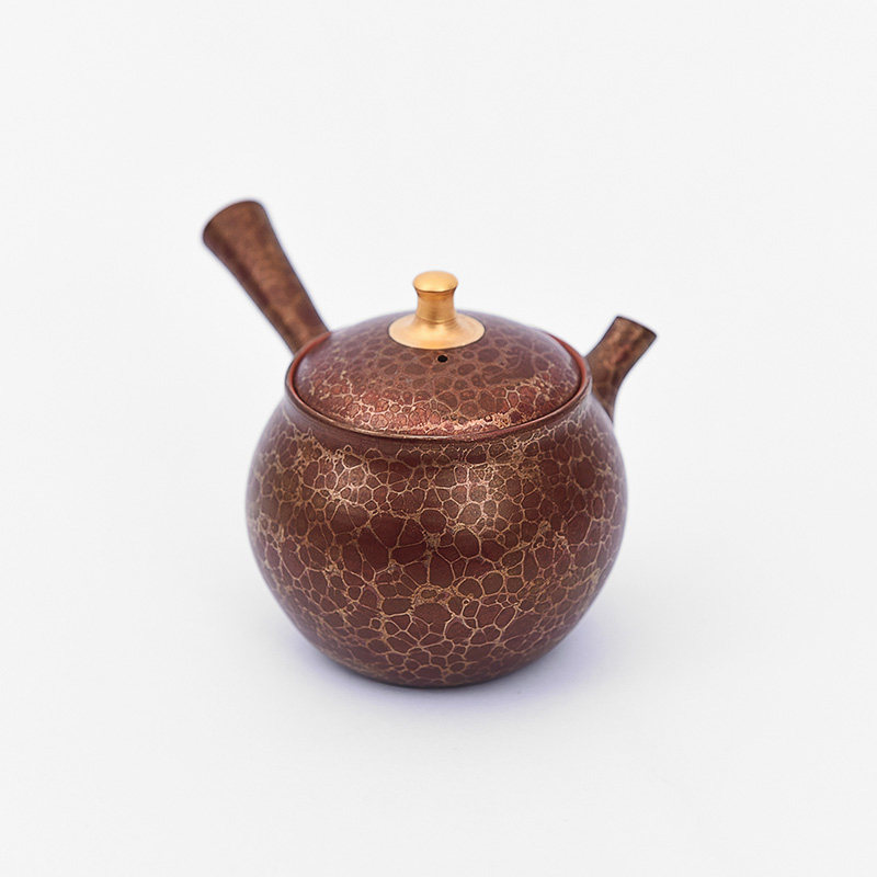 孤品日本常滑烧作家昭龙手工朱泥窑变侧把急须家用茶壶