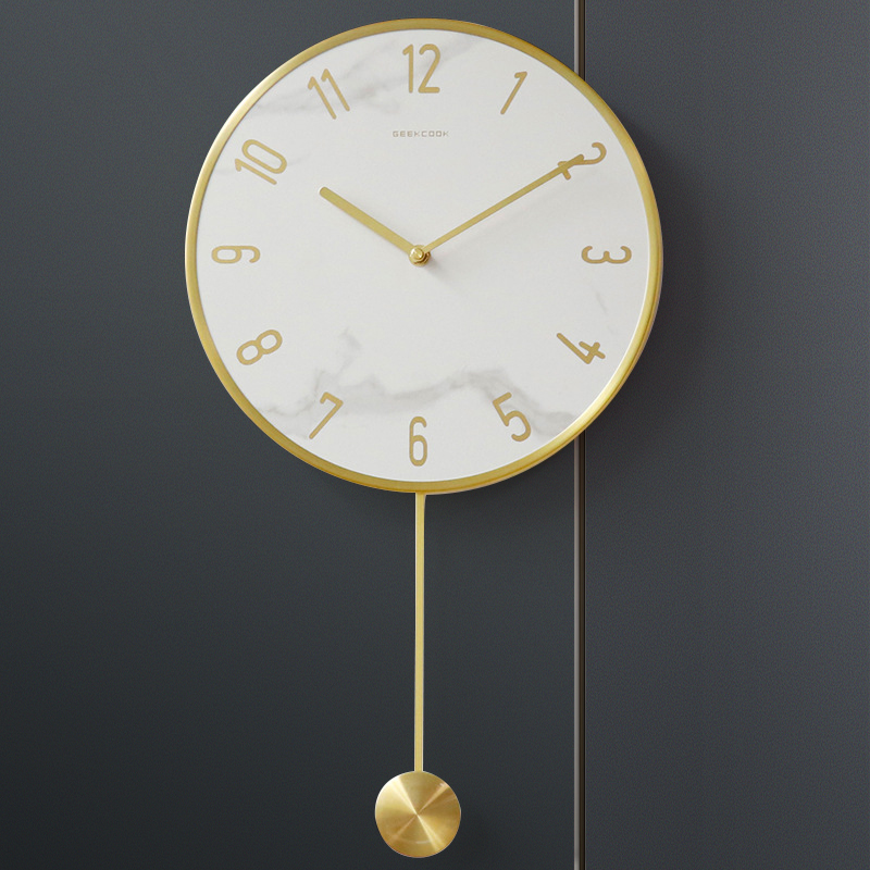 轻奢家用挂墙时尚挂钟北欧现代摇摆时钟客厅挂钟