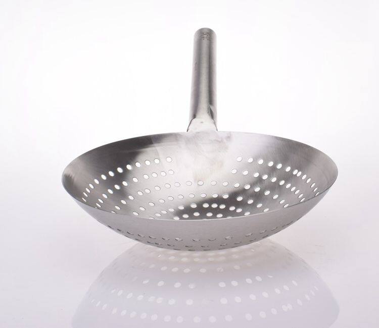特厚油炸大漏勺不锈钢厨师油鼓漏油盆厨房用品酒店大号过滤网包邮