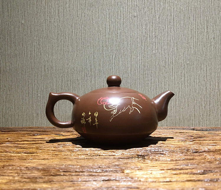 云南建水紫陶茶壶袁应德大师作品何锦黄新国装饰茶壶
