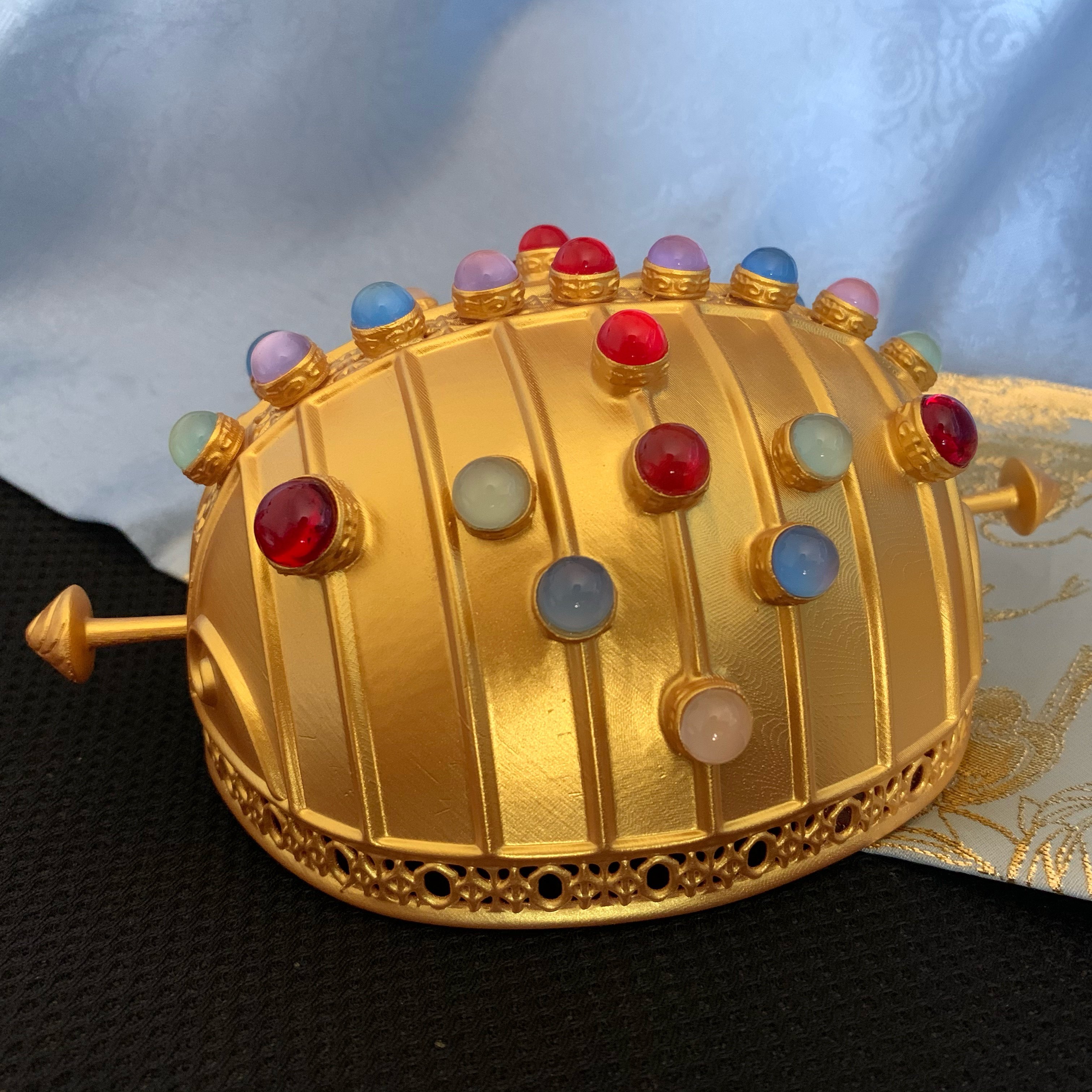 仿明镶宝石金冠带冠带发簪明代梁冠汉服仿古发冠发饰