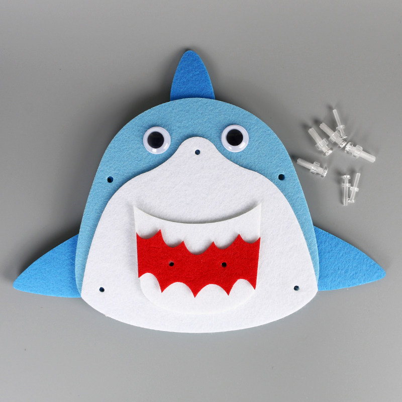 幼儿园鲨鱼玩具早教益智螺母螺丝作业生活区手工手工创意粘贴类
