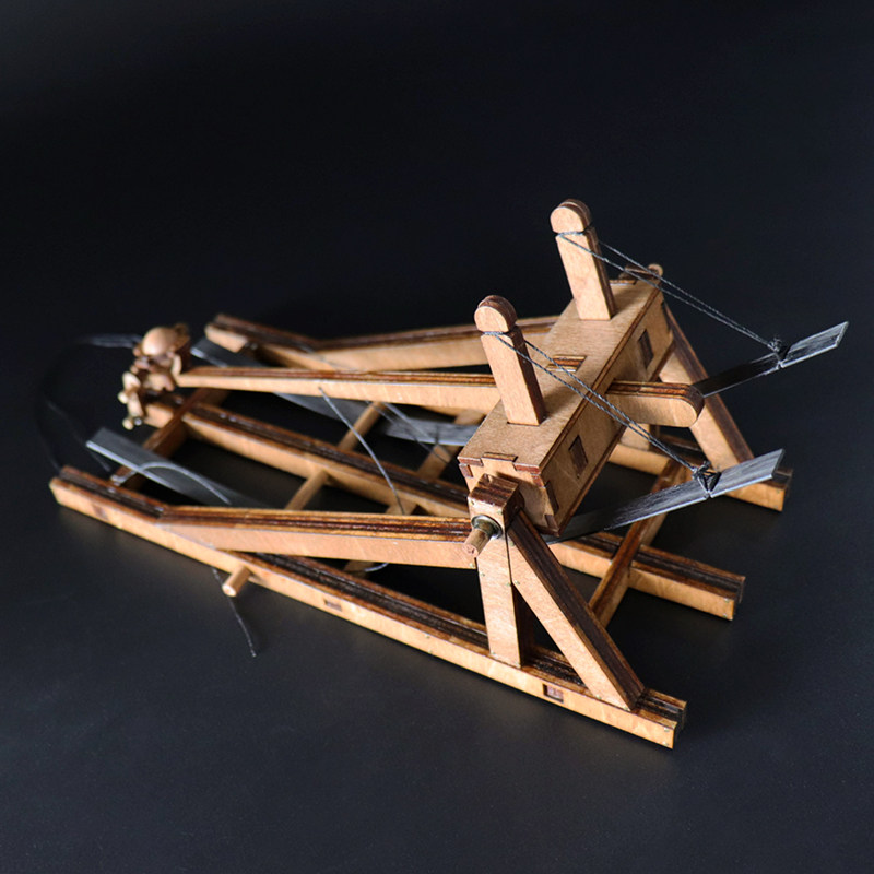 卧式投石机达芬奇中世纪古代战车拼装木质模型六一儿童节国创拼装