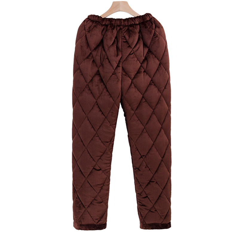 冬季三层加厚珊瑚绒夹棉睡裤男法兰绒大码棉裤休闲保暖家居裤纯色