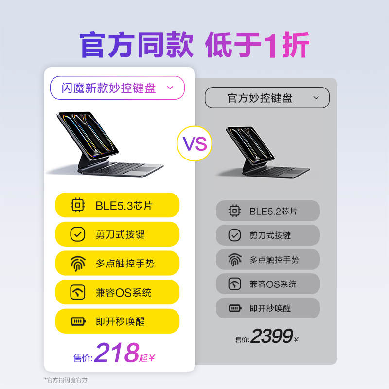 闪魔适用ipad妙控键盘2024新款pro苹果air6保护套壳11寸10代9平板专用5磁吸蓝牙智能鼠标套装mini7秒触控一体