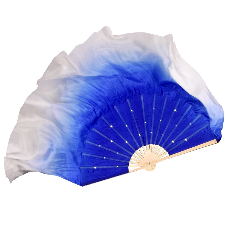 真丝蓝色定制绸扇儿童国风中国宝蓝扇子双面古典舞配饰