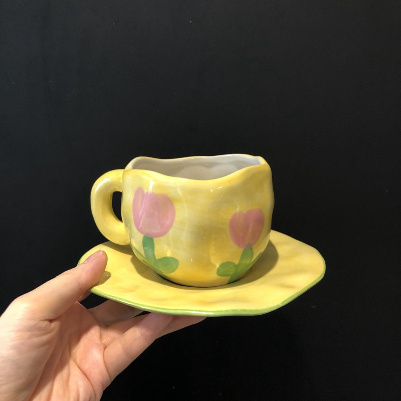 fan手捏陶瓷心陶少女套装咖啡杯杯子home茶杯咖啡杯