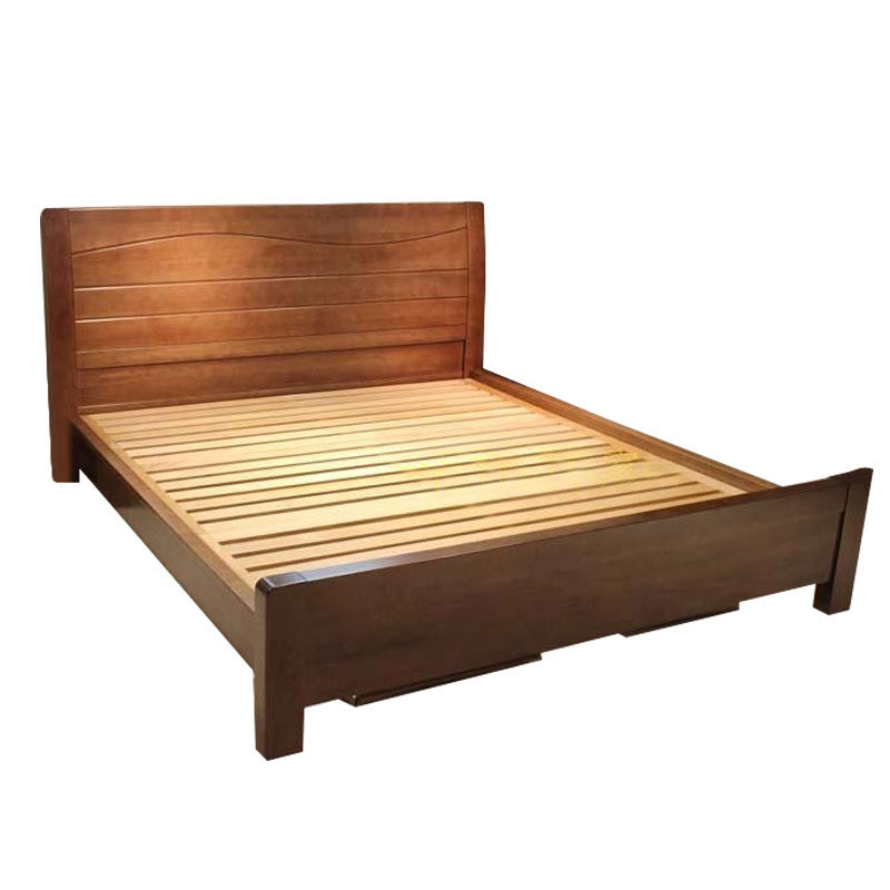 实木家具 榉木家具 实木床 榉木床 双人床1.5米1.8 核桃色630