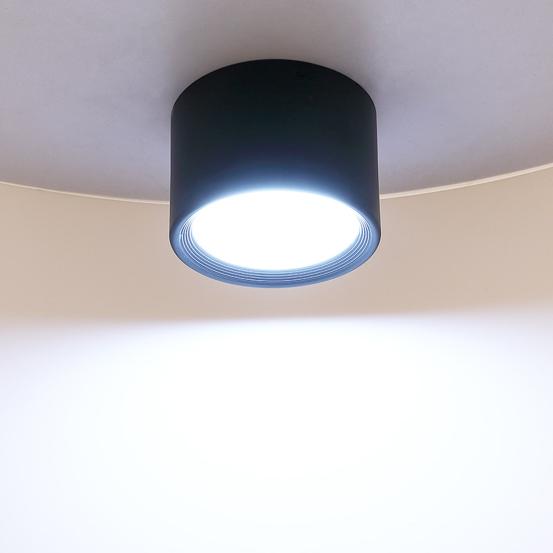 明装led筒灯开孔吸顶吊线射灯全黑白色天花射灯