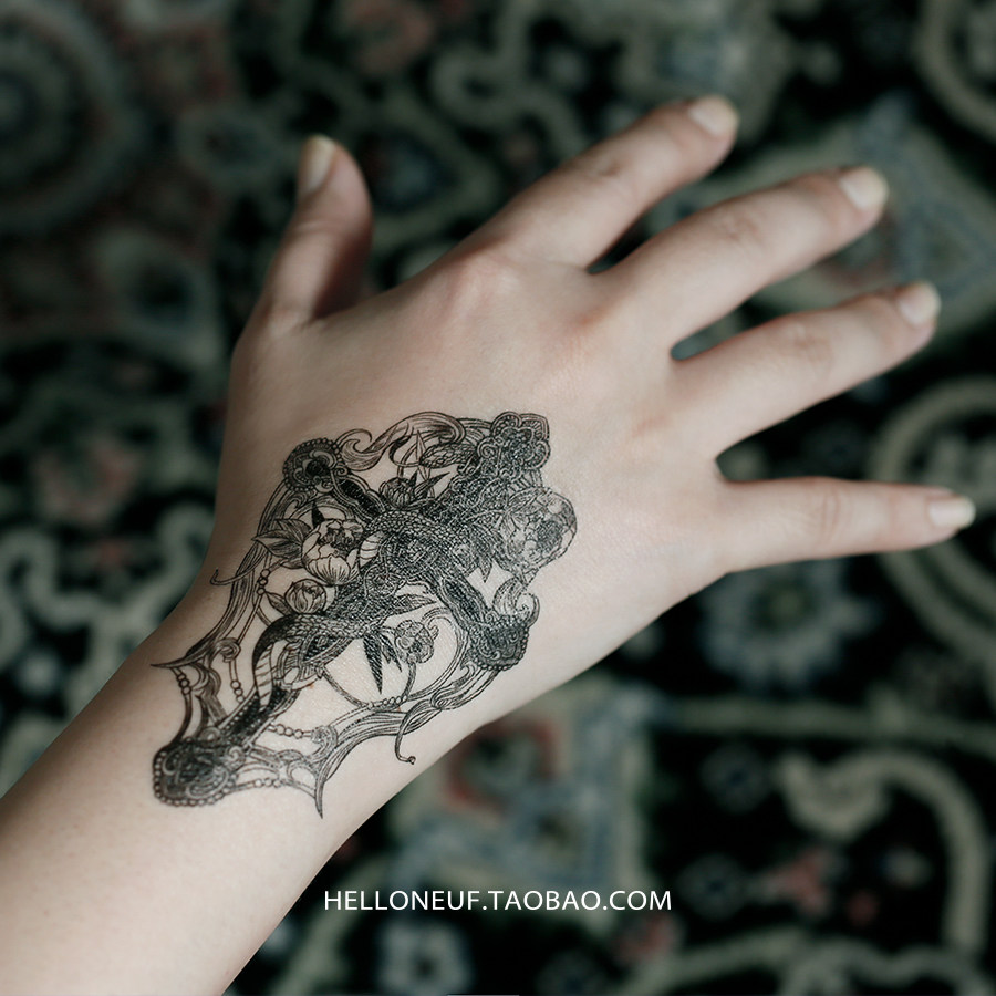 neuf弗 救赎 花臂系列纹身贴 十字架与蛇复古花纹防水持久 - 痕风的