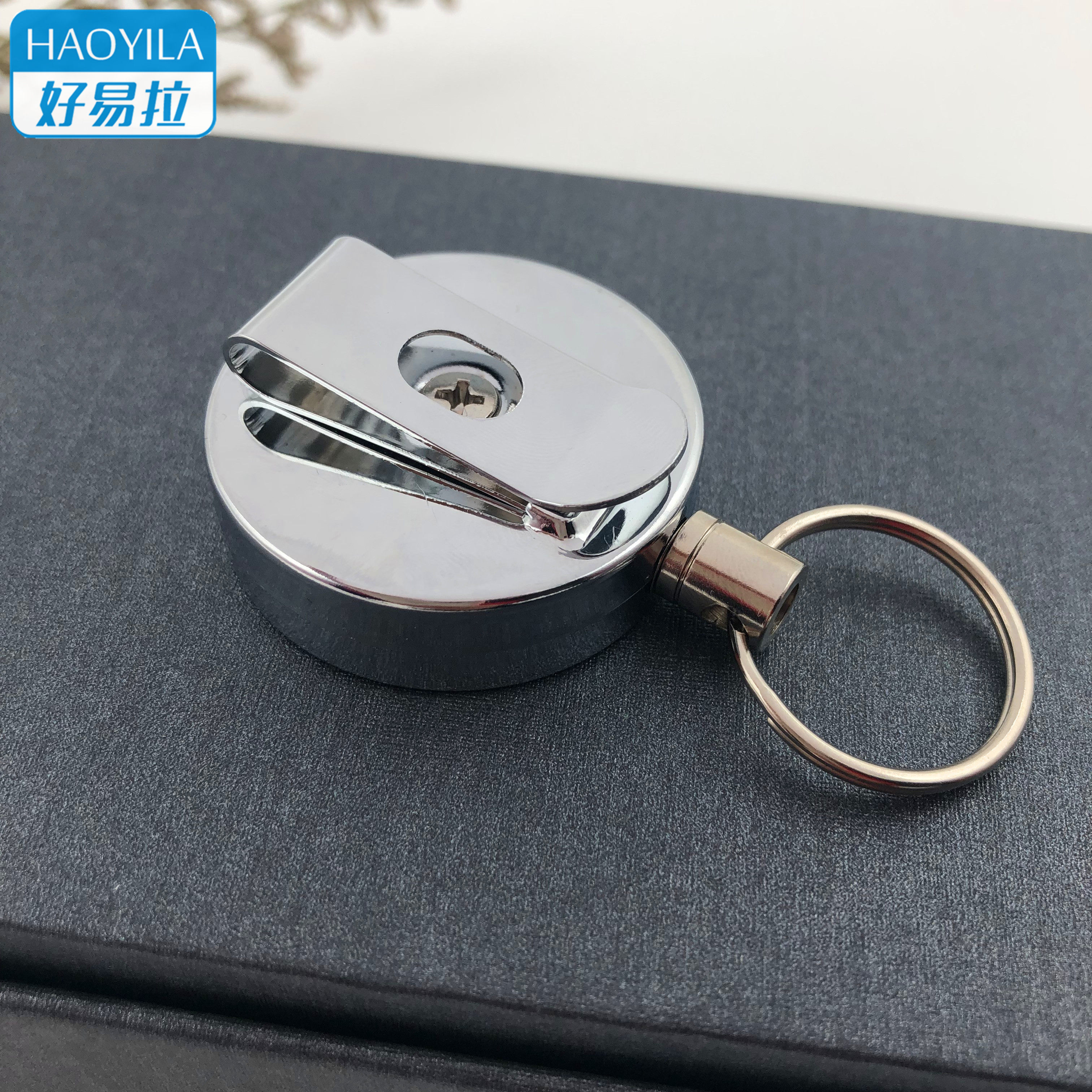 进口进口品品质金属钢丝绳伸缩扣易拉扣防防盗钥匙扣伸缩扣