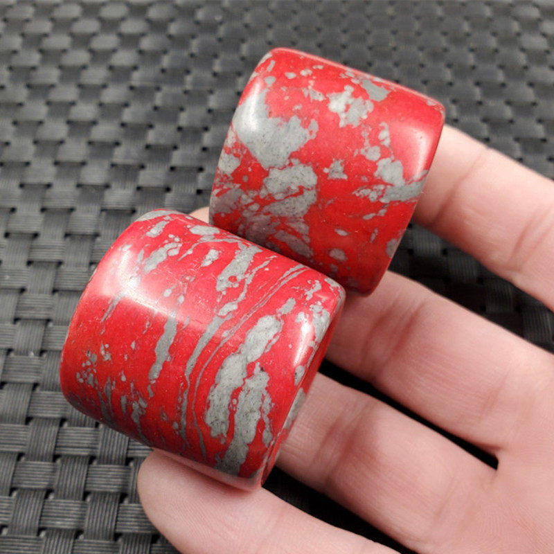 扳指新款精美天然玉石鸡血玉扳指复古款扳指加宽手饰