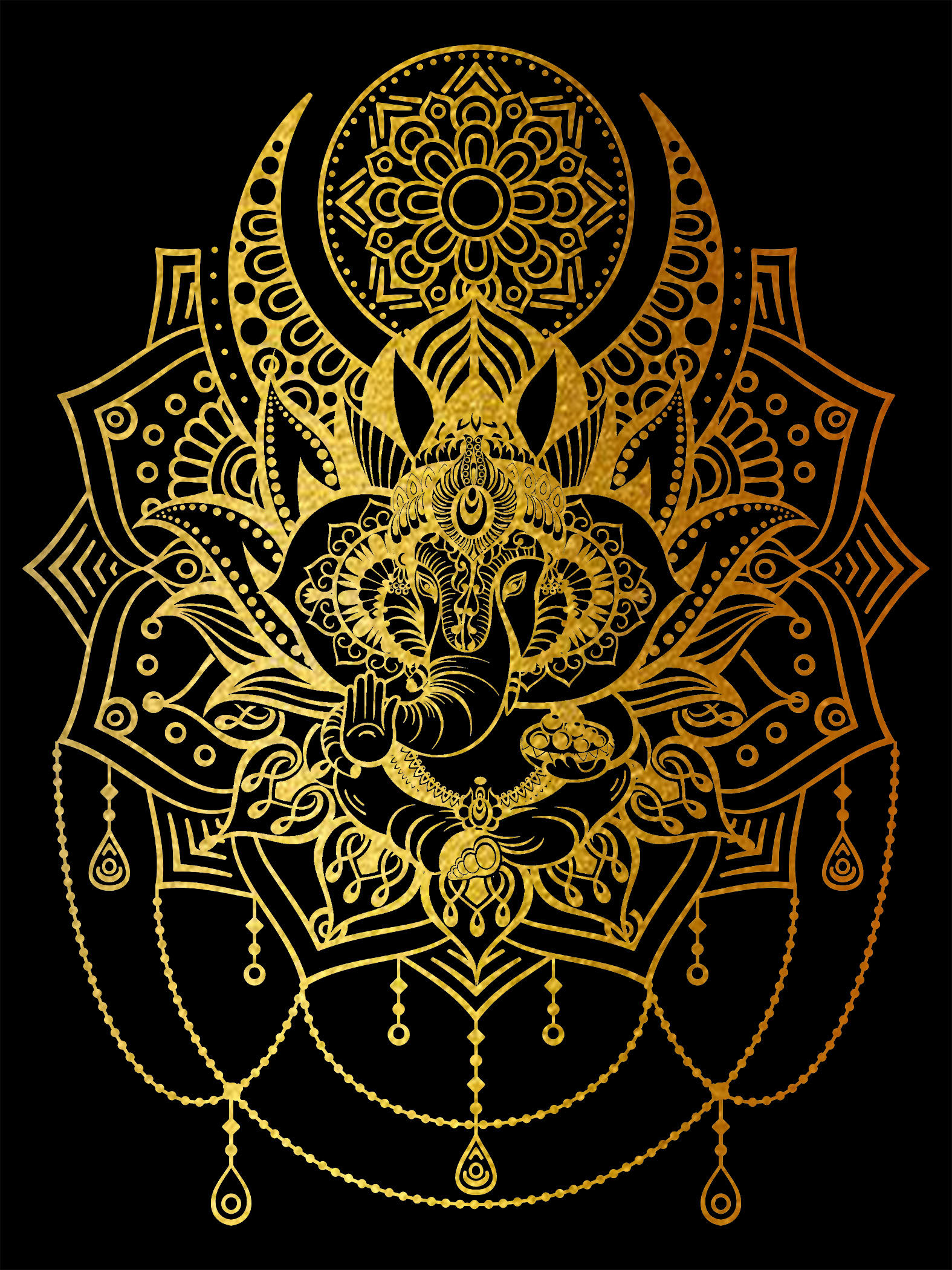 象神曼陀罗装饰画玄关画竖版静心减压金线diy手绘diy