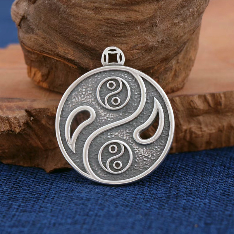 阴阳太极项链吊坠纯银饰品复古项坠官方正品女友项坠