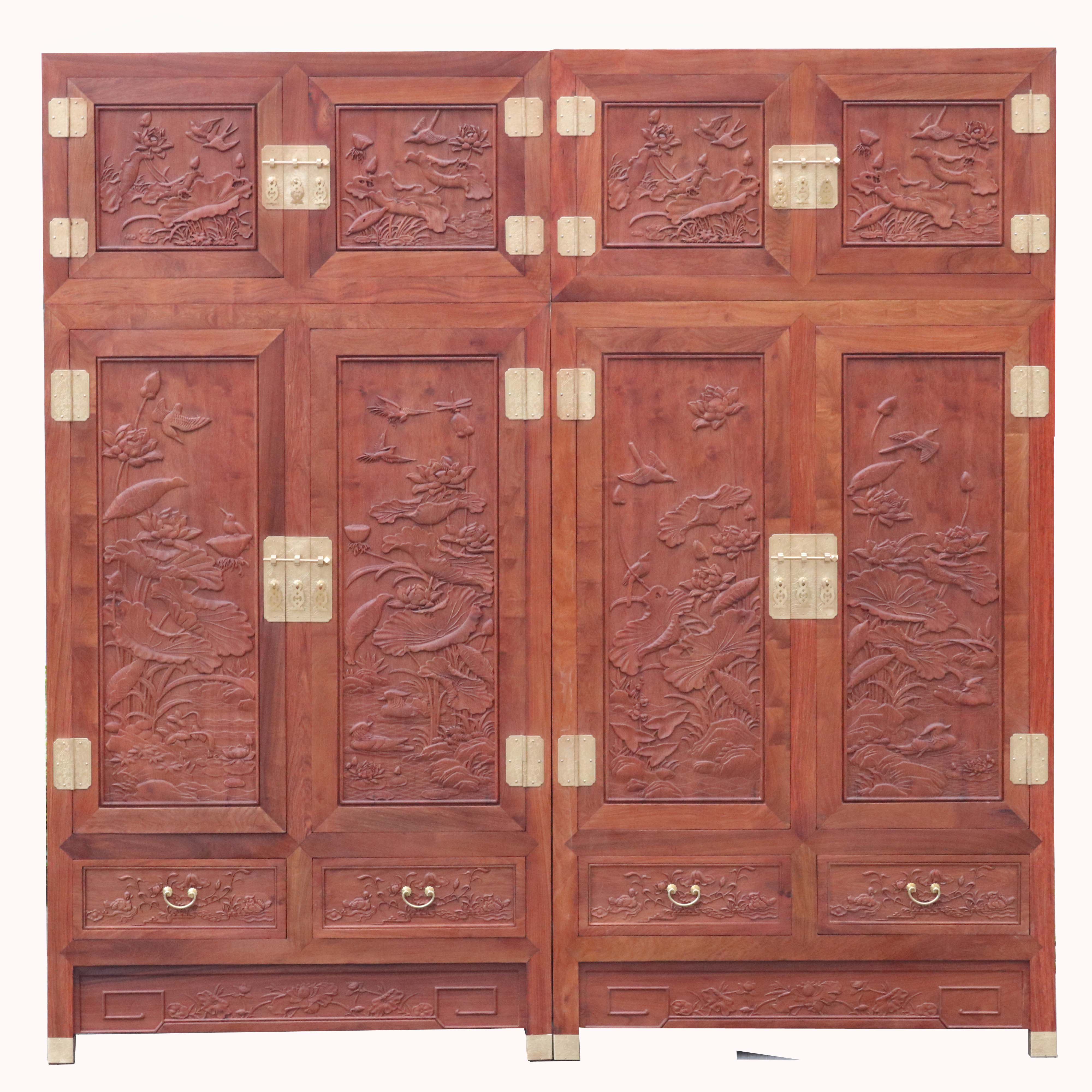 红木新中式大衣卧室古典中式紫檀新款大果花梨衣柜