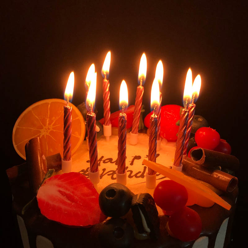 生日普通蜡烛螺纹黄银绿彩色求婚婚礼儿童纪念日无烟烘焙蛋糕装饰