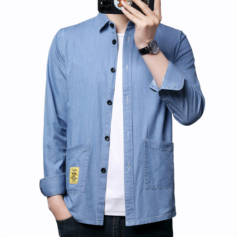 牛仔夹克男士水洗棉薄外套潮流港风百搭宽松帅气衬衫春夏季款长袖