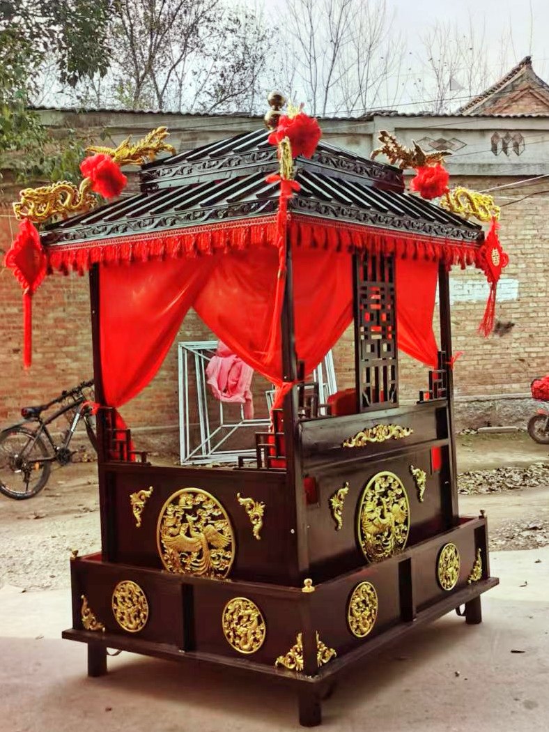 汉唐明制婚礼步撵八抬大轿辇双顶十六人大型镂空花轿
