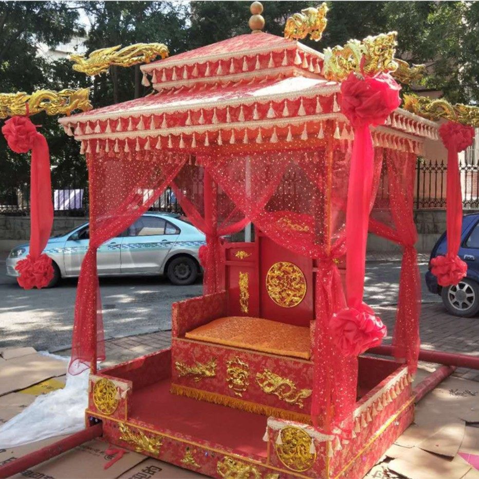婚礼八抬步撵汉唐明代凤辇镂空轿定制婚庆道具十六抬大花轿子中式