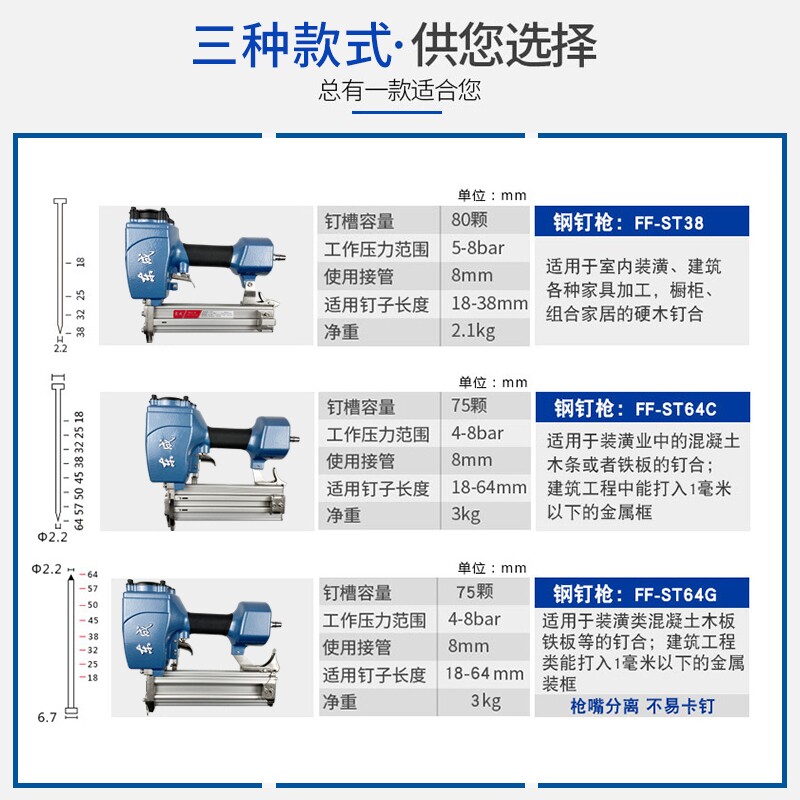 钉枪东成st38st64气动st64g不卡钉钢排混凝土水泥气钉枪