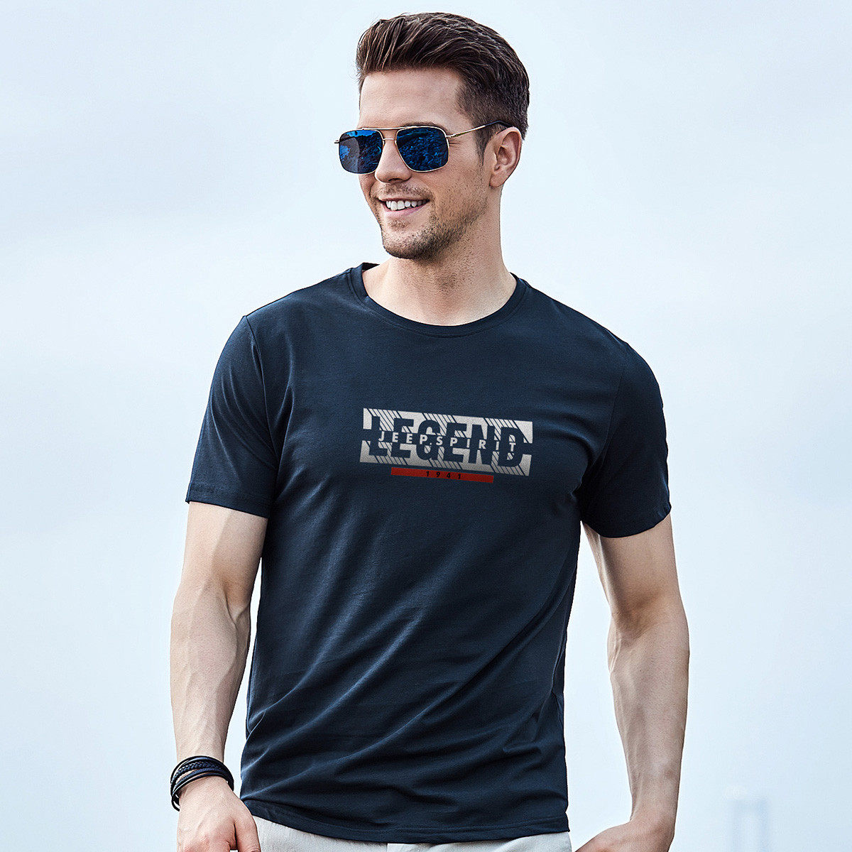 jeep纯棉男式短袖休闲简约新款男装夏季2021t恤