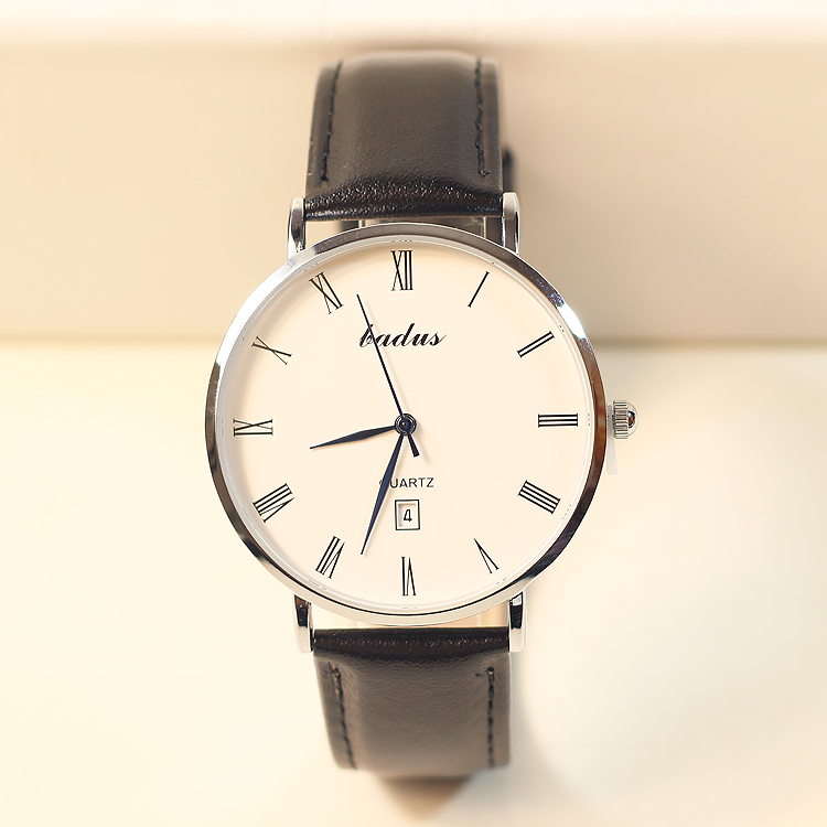 2021新款超薄日历罗马数字皮带情侣手表韩版休闲男女士学生石英表