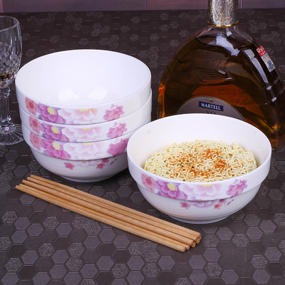 4个面碗6英寸大碗泡面碗大号碗汤碗陶瓷家用大饭碗瓷碗可微波炉用