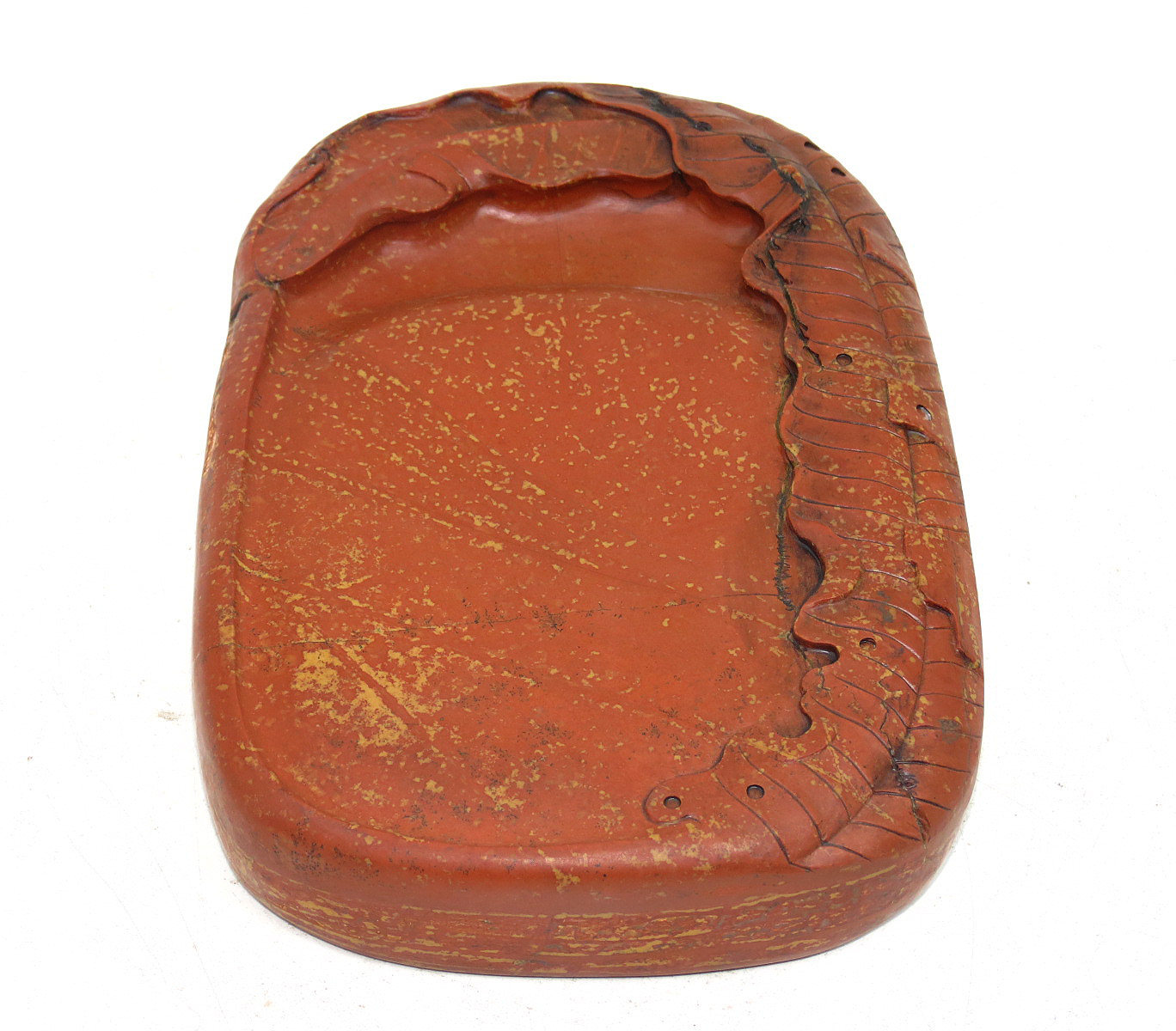 芭蕉非遗青州红丝文创精品文房手法雕刻收藏砚台