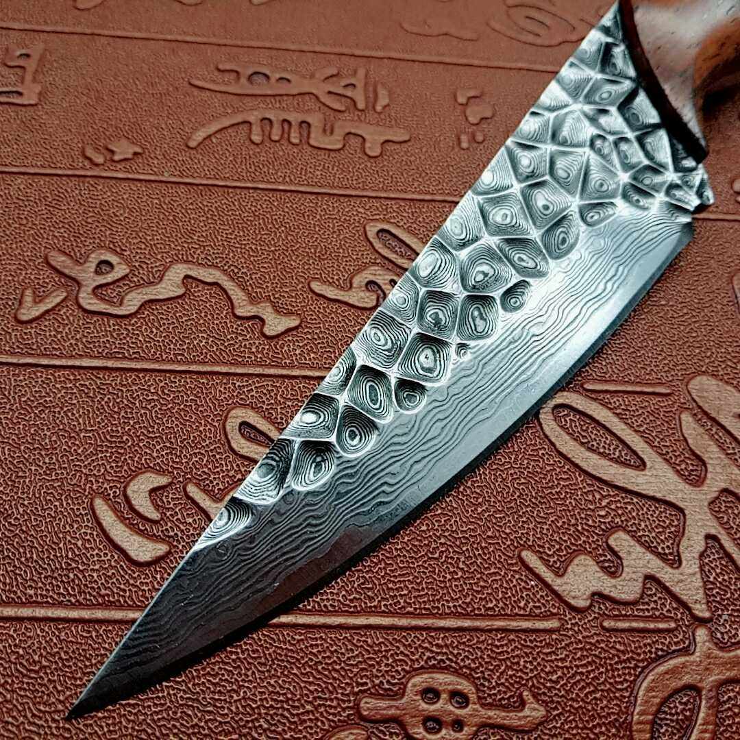 一体龙骨进口大马士革vg10钢刀高硬度硬度猎刀手工多功能组合工具