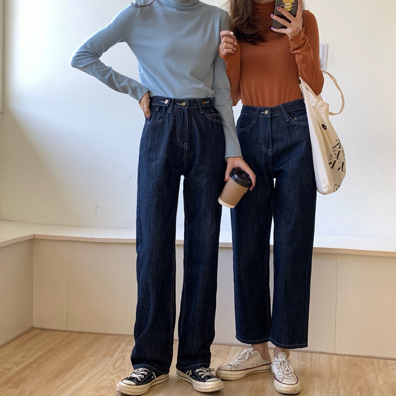 今年流行的牛仔裤女高腰宽松大码胖妹妹mm显瘦适合胯大腿粗的裤子