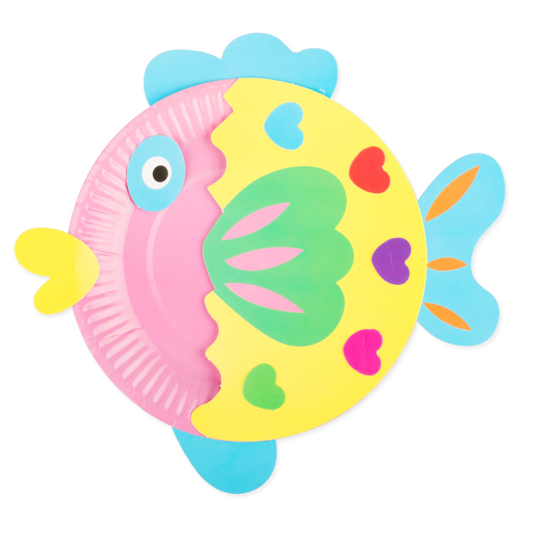 儿童纸盘子手工贴纸画幼儿园益智卡通动物创意diy制作材料包3-6岁