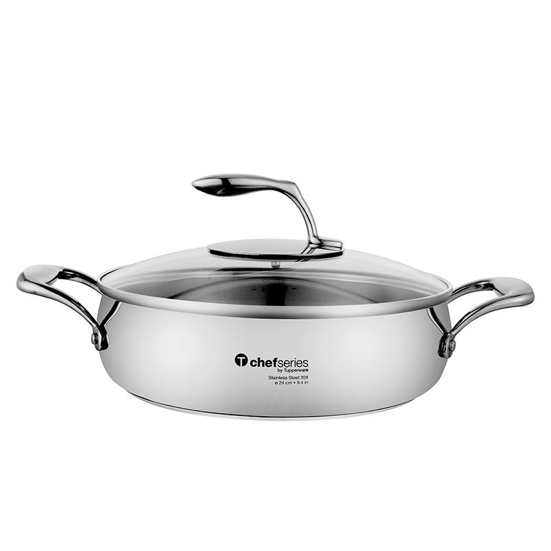 特百惠28升至尊精钢平底浅汤多用燃气不粘锅官方旗舰店煎锅