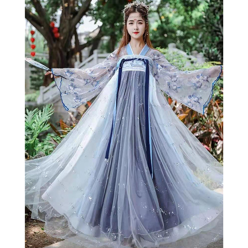 汉服女中国风广袖流仙裙齐齐胸樱花超仙飘逸民族服装