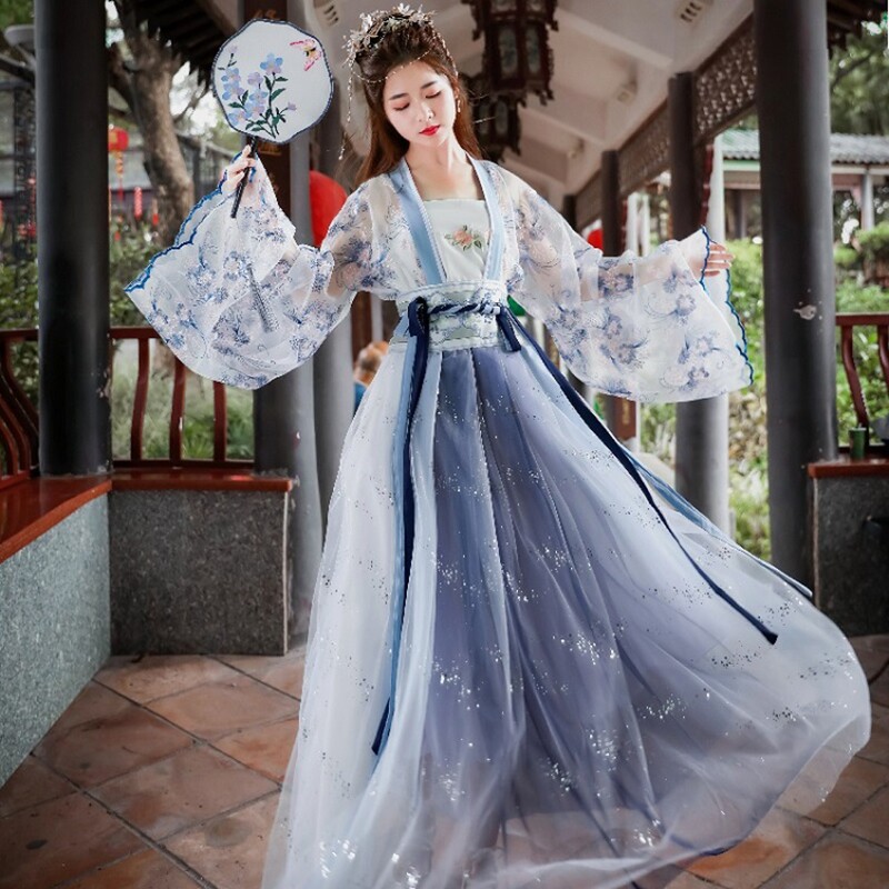 汉服女中国风广袖流仙裙齐齐胸樱花超仙飘逸民族服装