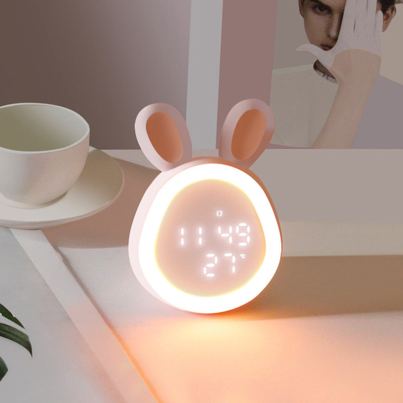 闹钟学生用可爱卡通儿童专用智能夜光创意床头静音电子钟震动充电