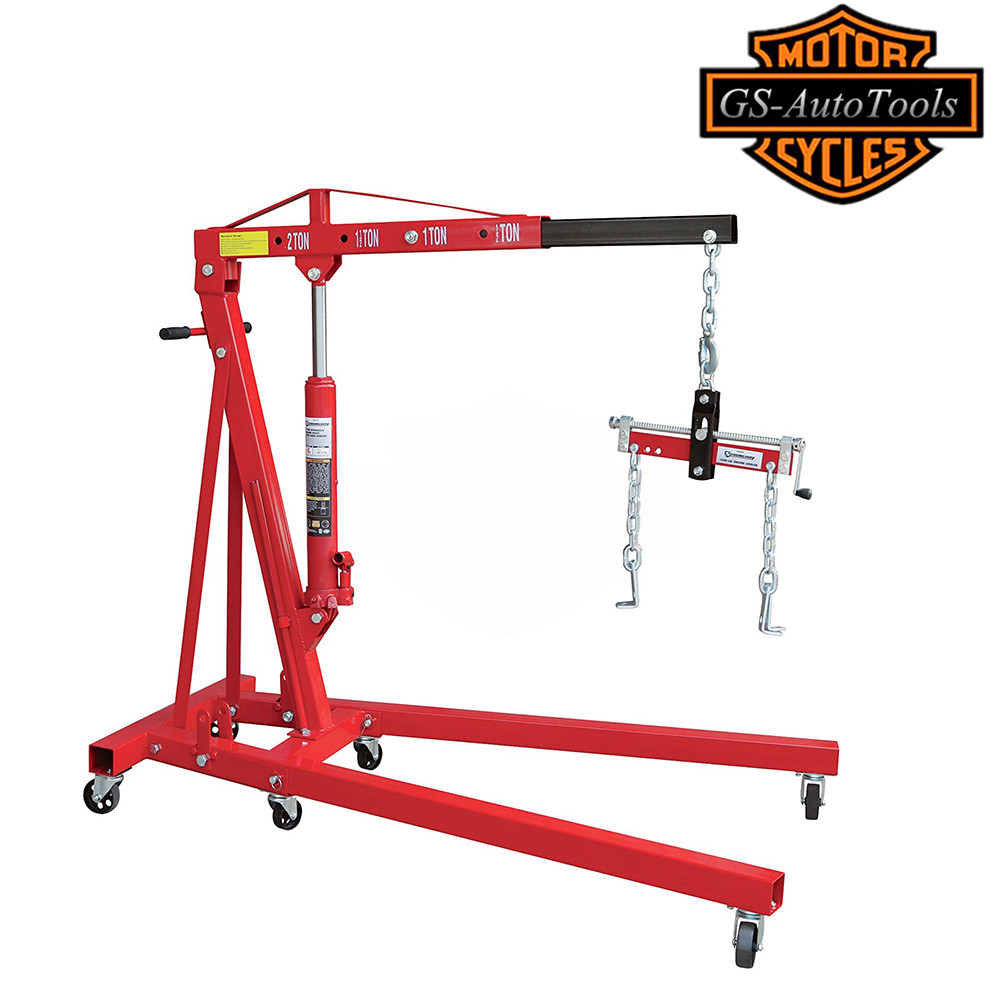 2t3t折叠吊机手动液压引擎吊架汽车发动机吊架移动吊车汽修工具