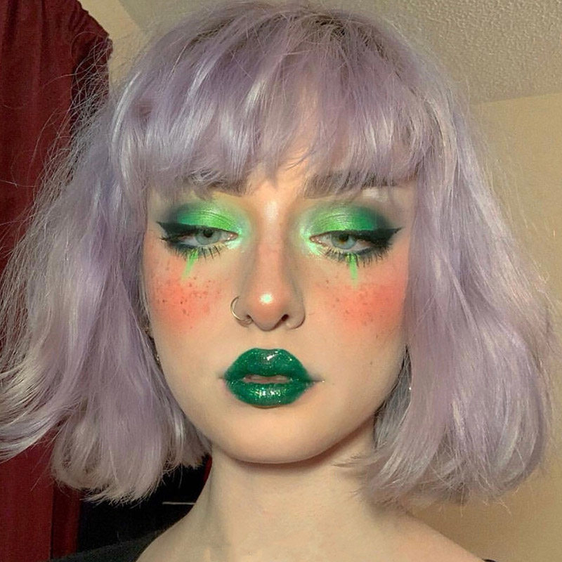 水舞紫色假发女短发酷帅气彩色网红主播时尚自然欧美潮色新式发套