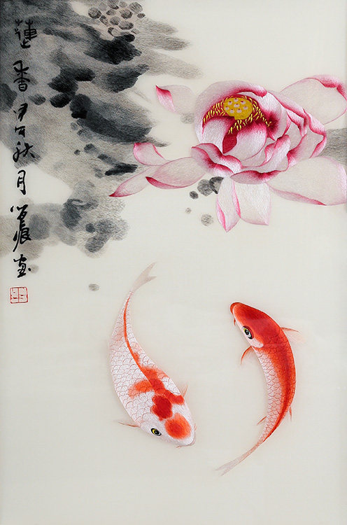 苏绣刺绣餐厅包餐厅材料自学diy手工年年有余锦鲤苏绣