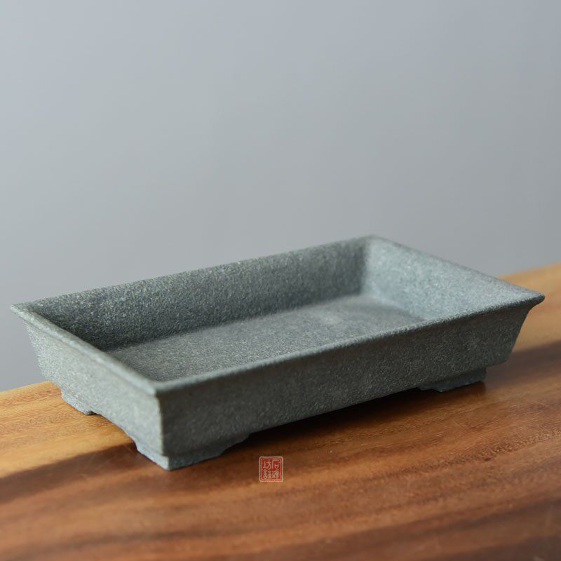 古典盆景青石石头花盆长方形桌面禅意简约多肉花盆