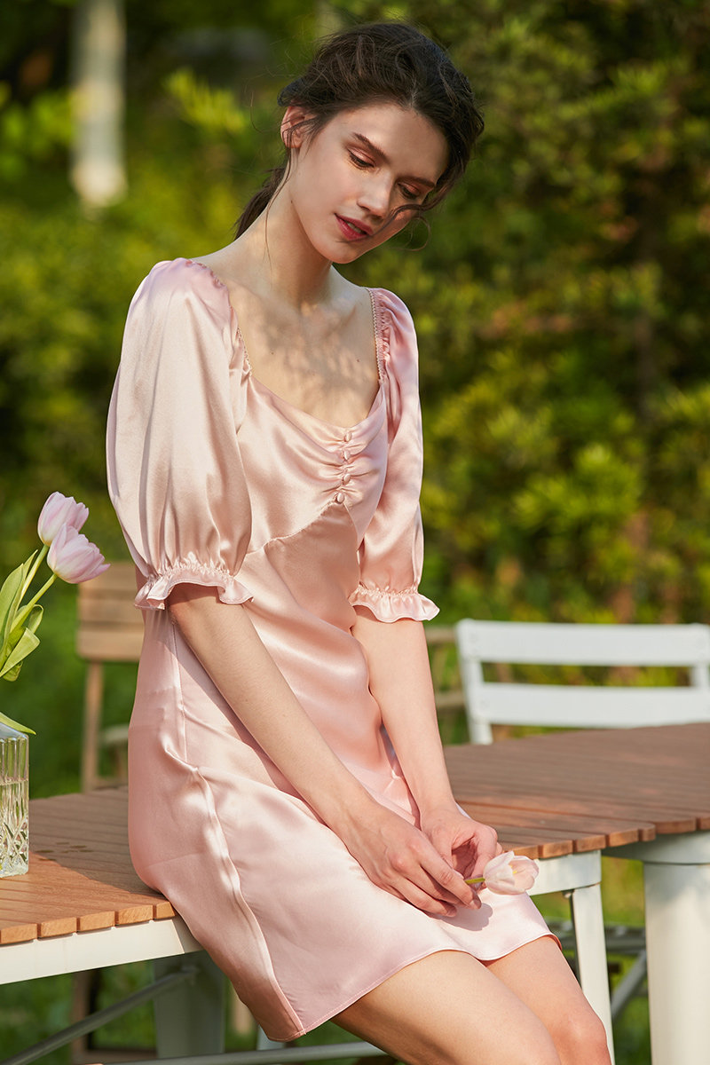 nt睡裙睡衣丝绸美公主甜美优雅奈黎泡泡复古睡裙