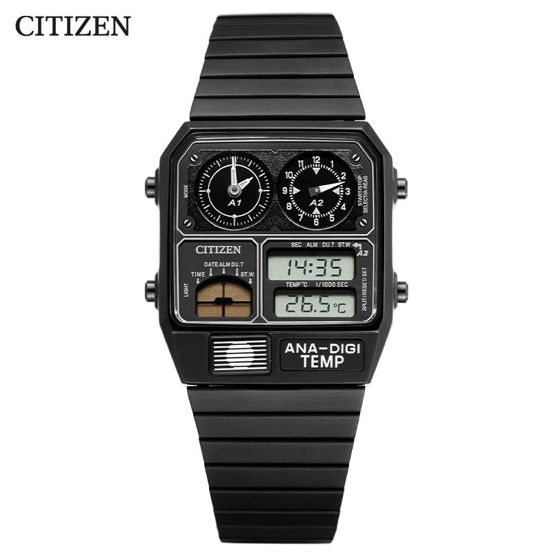 西铁城citizen手表ana-digitemp星河战舰时尚复古jg2101-78e日韩腕表