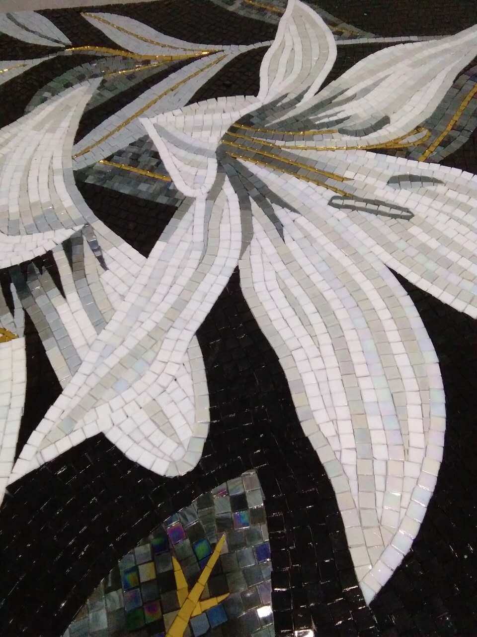 水晶玻璃马赛克剪画背景墙玄关入户过道 太阳花向日葵 拼花拼图