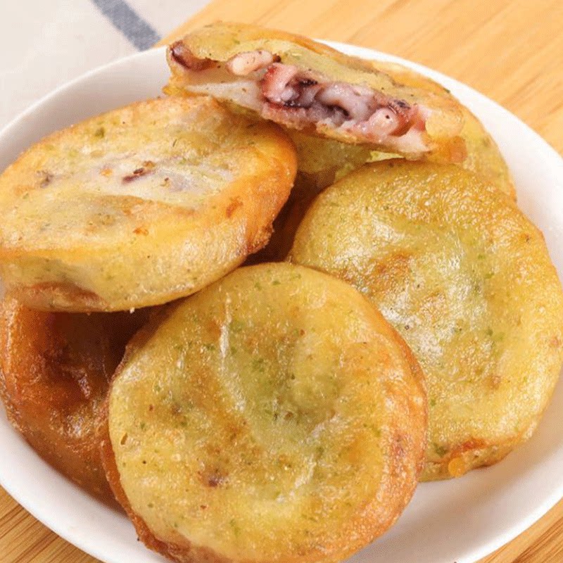 香海海章鱼冷冻半成品早餐鱿鱼饼香日式小吃500g鱼糕