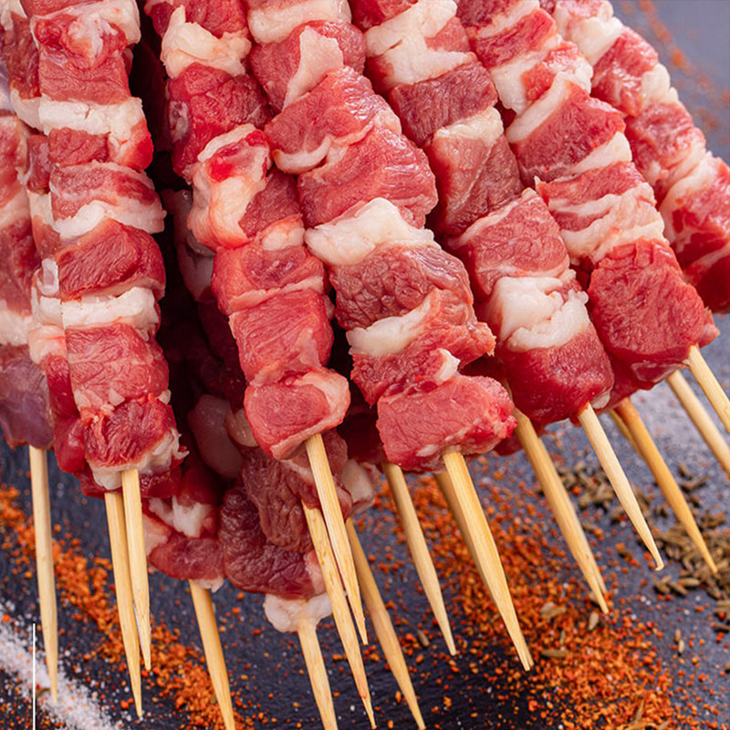 西娜羊肉串冷冻半成品新鲜羊肉五花串带竹签烧烤羊肉串