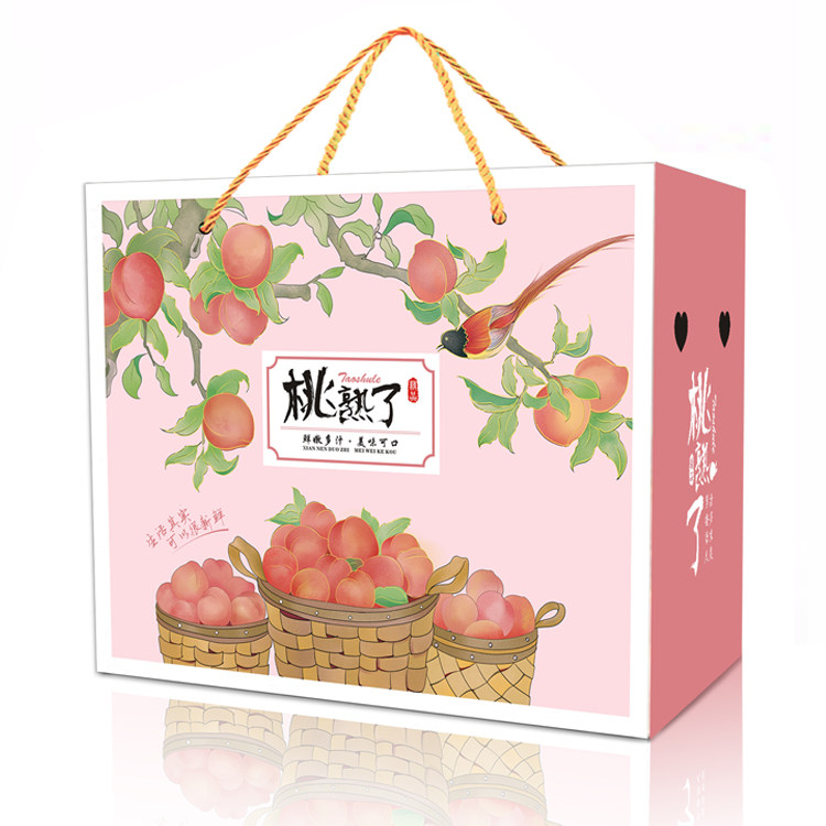 水蜜桃新款桃子礼品礼品包装包装盒油桃56斤手提现货礼品盒
