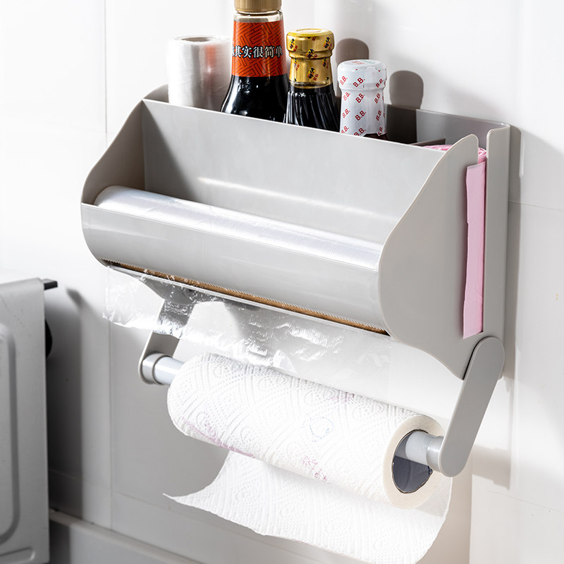 厨房厨房用用纸挂架抹手纸巾架免打孔壁挂式置物架纸巾架