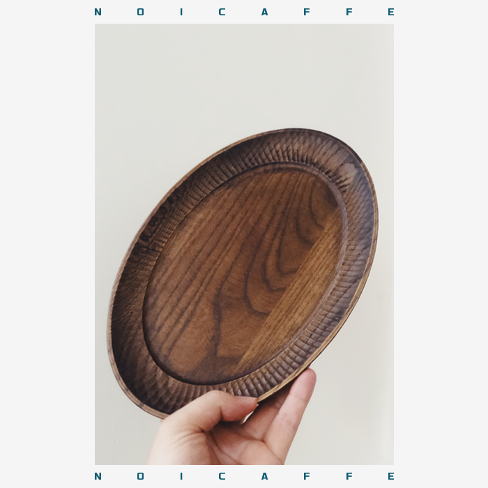 诺裔日式器上尾木器纯手工制白蜡木凹雕椭圆木盘防腐耐用复古盘