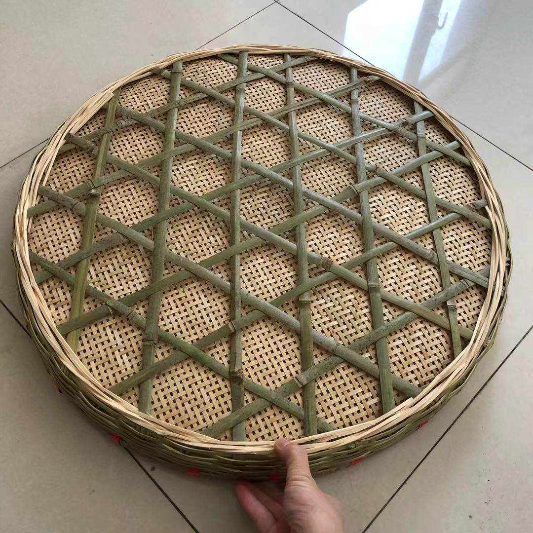 竹编簸箕竹制品有孔竹筛无孔筛子家用晾晒酒店竹编